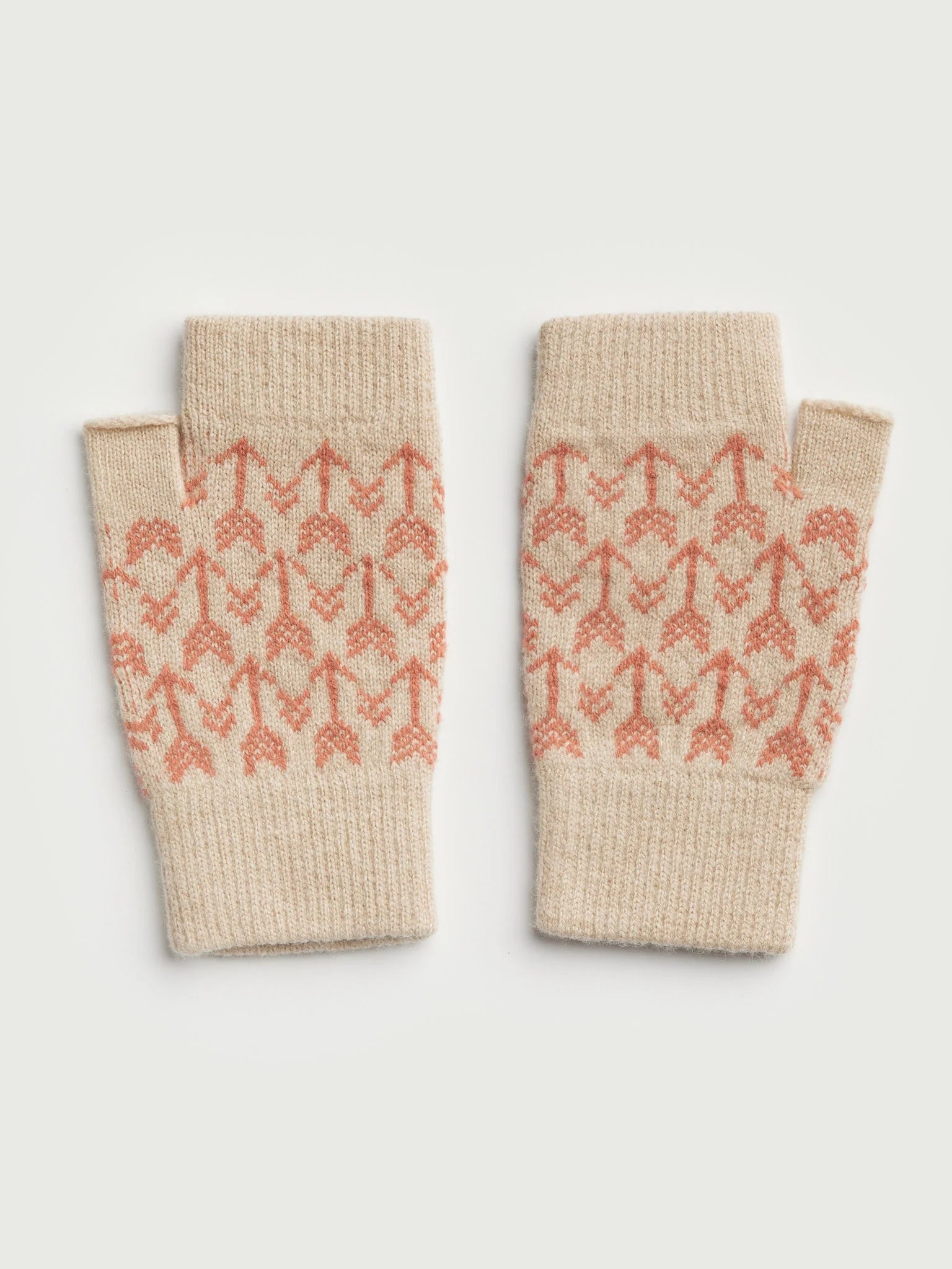 Fingerless Mitten "Arrow" Oat & Rosehip