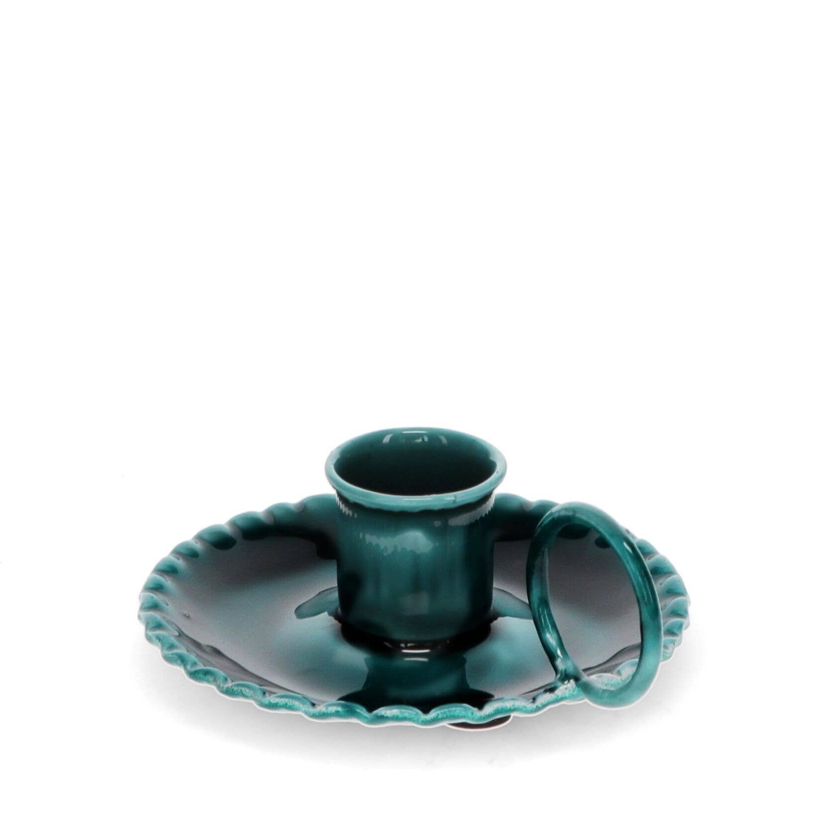 Enamel Chamberstick Candle Holder - Blue